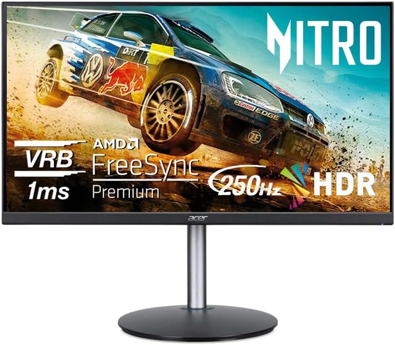 acer Nitro 24.5" Full HD 1920 x 1080 PC Gaming Monitor | AMD FreeSync Premium | Up to 250Hz Refresh | 1ms (VRB) | ZeroFrame | ErgoStand | 1 x Display Port 1.2 & 2 x HDMI 2.0 Ports