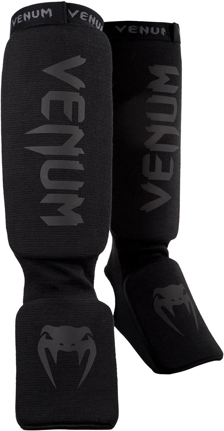 Venum Kontact Shinguards - Black/Black, One Size