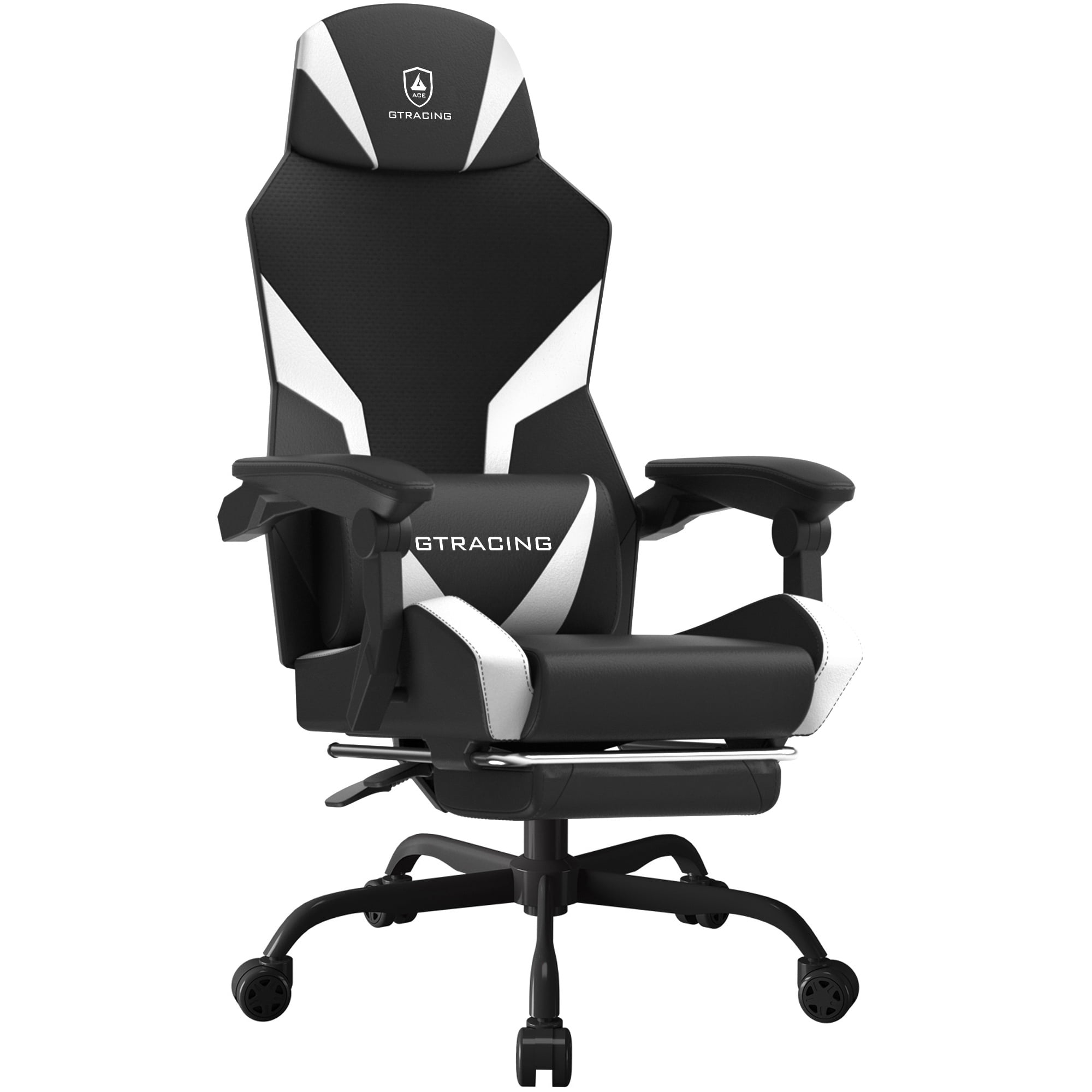 GTRACING LUFT-400 Mesh & Faux Leather Ergonomic Gaming and Office Chair with Adjustable Reclining, Lumbar Support, and Footrest, White