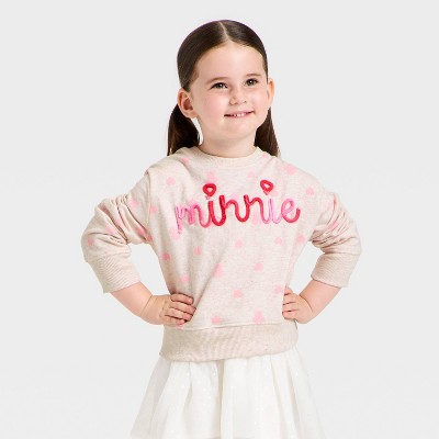 Toddler Girls' Disney Minnie Mouse Fleece Sweatshirt - Beige 18M