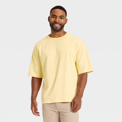 Men's Short Sleeve Oversized Cotton T-Shirt - All In Motion™ Yellow L