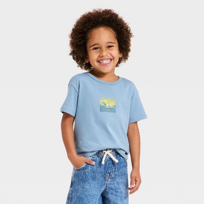 Toddler Boys' Short Sleeve Dino Graphic T-Shirt - Cat & Jack™ Blue 3T