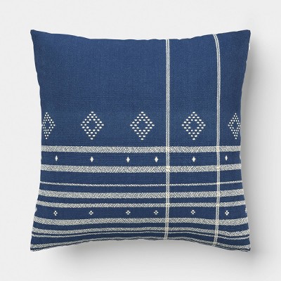 Oversized Square Yarn-Dyed Cotton Plaid Indoor Throw Pillow Blue/Neutral - Threshold™