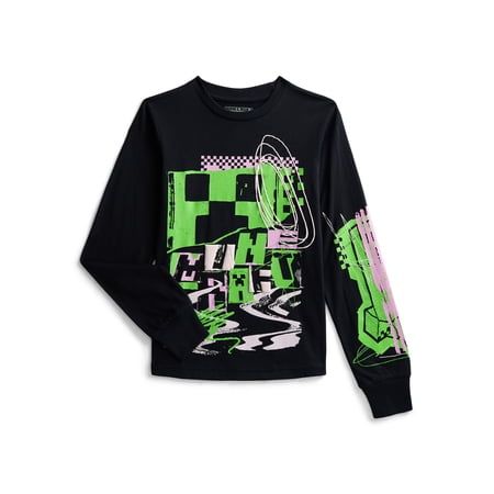 Minecraft Boys Graphic Tee with Long Sleeves, Sizes XS-2XL