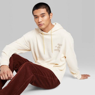 Men's Hooded Pullover Sweatshirt - Original Use™ Light Ivory XXL: Cotton Blend, Recycled Polyester, French Terry, Front Pocket