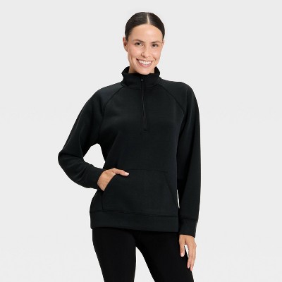 Women's Airy Sleek Legging Friendly Half Zip Sweatshirt - All In Motion™ Black M