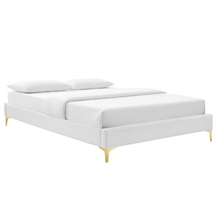 Modway Sutton Queen Performance Velvet Bed Frame in White