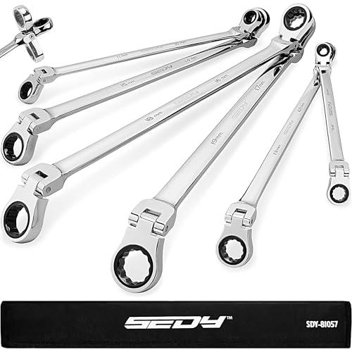 6-Piece SEDY Extra Long Flex-Head Ratcheting Wrench Set Amazon