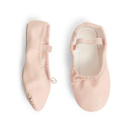 Justice Girls Ballet Shoes for Dance Class, Leather Sole with Adjustable Strap, Sizes 1-13