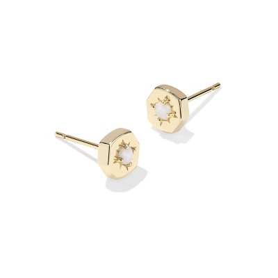 Kendra Scott Riley Stud Earrings - Gold/White Kyocera
