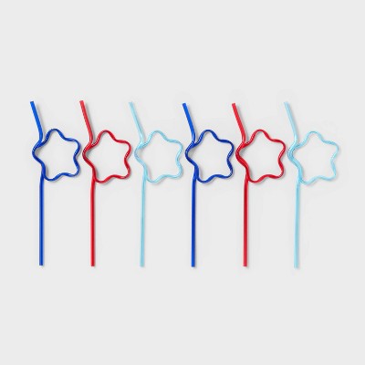6ct 4th of July USA Star Shaped Straws - Spritz™