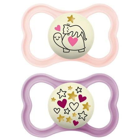 MAM Supreme Night Pacifier, 6+ Months, Girl, 2 Count