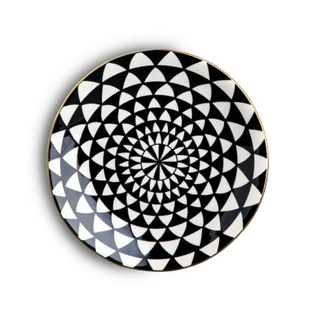 Thyme & Table Medallion Ceramic Salad Plate Black and White