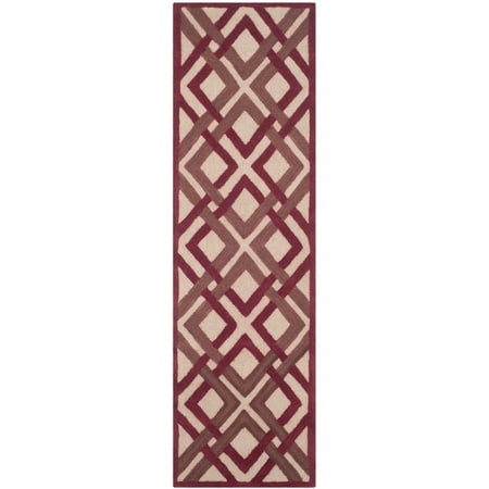 SAFAVIEH Martha Stewart Baldric Geometric Wool Runner Rug, Ivory/Red, 2'3" x 8'