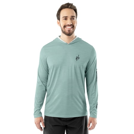GH BY GUY HARVEY Men's Long Sleeve Performance Fishing Graphic Hoodie, Surf Spray, L