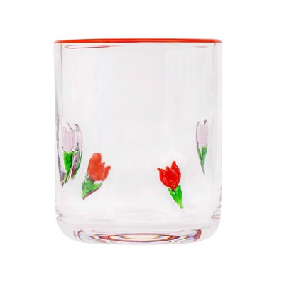 Madison Home 16 fl oz Icon Glass Tumbler Pink Tulips