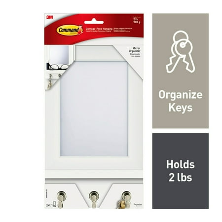 Command Mirror Organizer, Quartz, 1 Mirror Organizer, 8 Medium Strips
