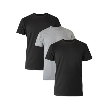Hanes T-Shirt Undershirt, 3-Pack, Comfort Fit Ultra Soft, Men's Cotton Undershirt, Black/Grey