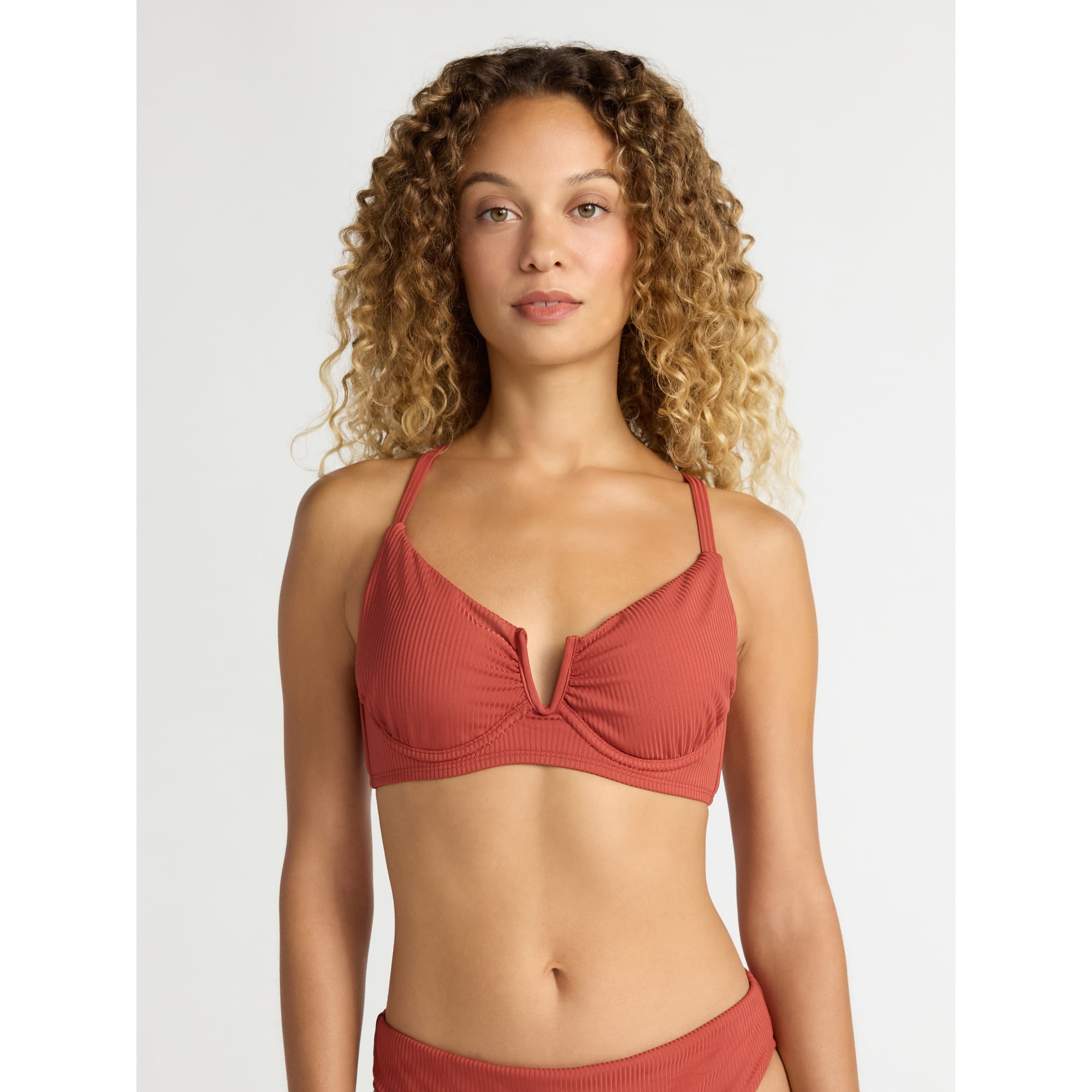Time and Tru Women's and Women's Plus V Wire Underwire Bikini Top, Sizes XS-2X