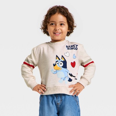 Toddler Boys' Bluey Valentines Fleece Sweatshirt - Gray 5T