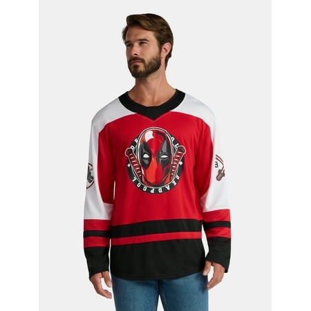 Marvel Deadpool Men's and Big Men's Hockey Jersey, Sizes XS-3XL