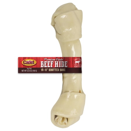 Cadet Rawhide Knotted Dog Bones for Large Dogs, Single Ingredient Dog Treats, 10 Inch, 1 Count