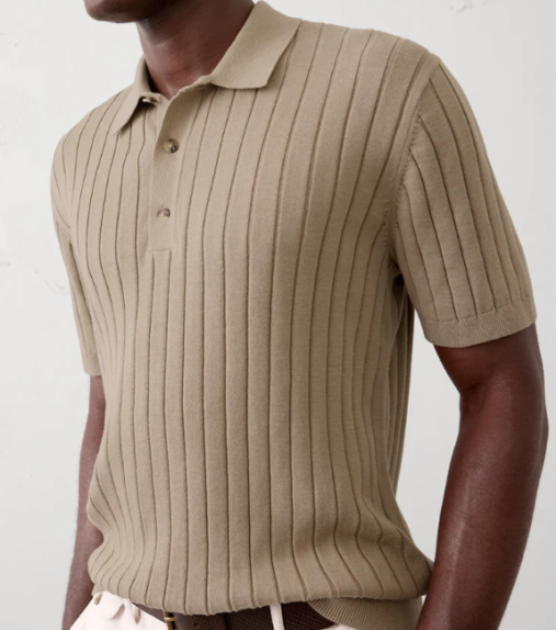 Banana Republic Men's Wide-Ribbed Sweater Polo Banana Republic Factory