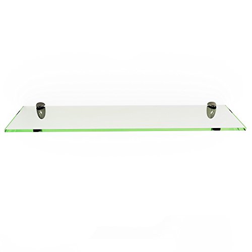 Floating Glass Shelf, 4-3/4"x21" Inch-3/8 Inch Thick Tempered Glass Shelf with 2 Free Chrome Brackets and Screws For Bathroom, Kitchen and Living Room
