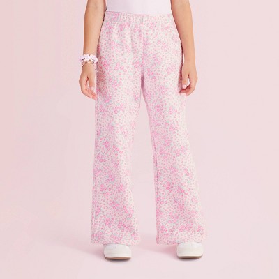 Girls' Esme Roseheart French Terry Wide Leg Sweatpants - LoveShackFancy x Target Rose Pink M