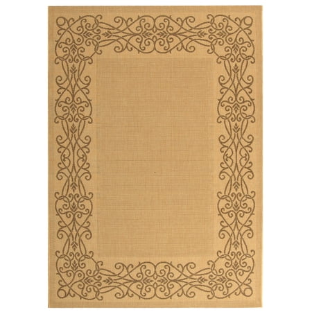 SAFAVIEH Courtyard Ellie Traditional Floral Indoor/Outdoor Area Rug, 5'3" x 7'7", Natural/Brown