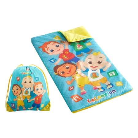 Moonbug Cocomelon Kids' Sling Bag Slumber Set (Sleeping Bag & Pillow)