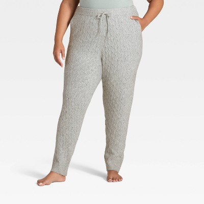 Women's Cashfeel Cable Knit Jogger Pants - Auden™ Heather Gray 2X