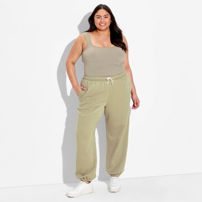 Women's Mid-Rise Baggy Jogger Pants - Wild Fable™ Dark Taupe 3X