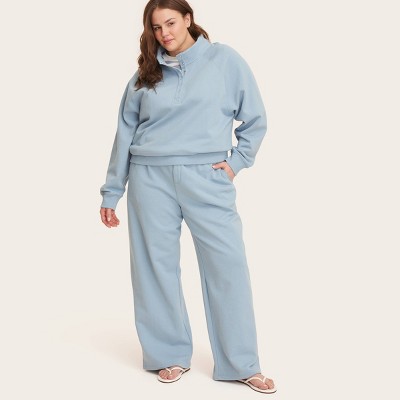Women's High-Rise Boxer Sweatpants - Parke x Target Light Blue 2X