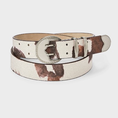 Faux Calf Hair with Cow Print Western Belt - Wild Fable™ Black/White XL/XXL
