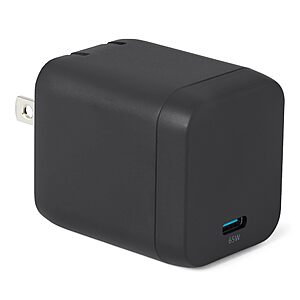 1-Port Amazon Basics 65W USB-C GaN Wall Charger w/ Foldable Plug (Black) $11.55