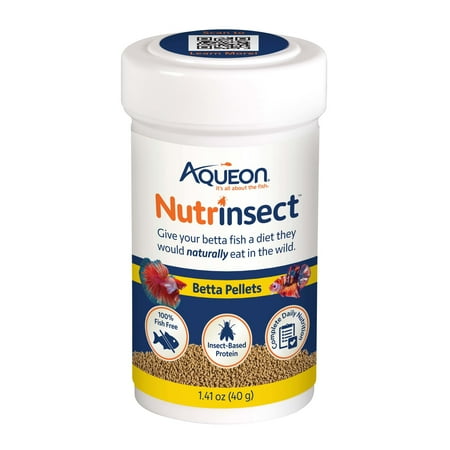 Aqueon Nutrinsect Fish-Free Fish Food Betta Pellets Fish Food, 1.41 oz
