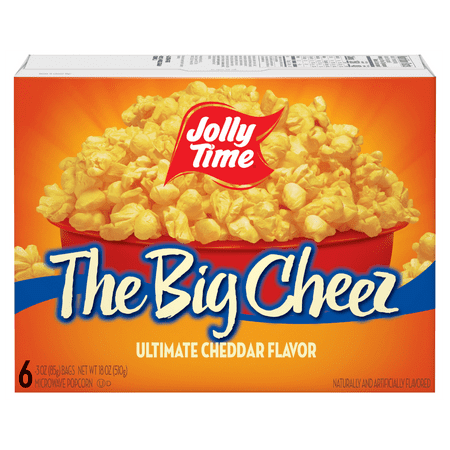 Jolly Time The Big Cheez Ultimate Cheddar Microwave Popcorn, 3 oz, 6 Ct. Gluten-Free, Non-GMO