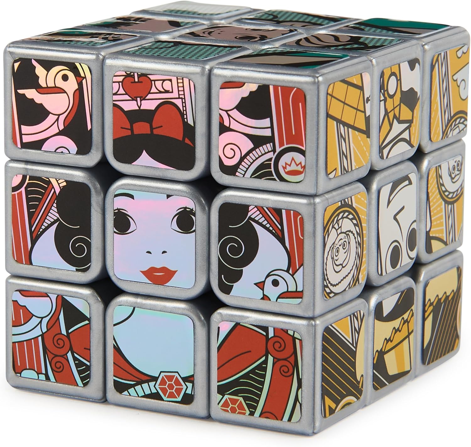 Rubik’s Cube, Disney 100th Anniversary Metallic Platinum 3x3 Cube, Disney Toy, Problem-Solving Brain Teaser, Classic Color-Matching Puzzle, Fidget Toy, Sensory Puzzle for Ages 8 & Up