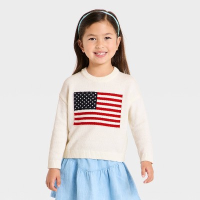 Grayson Mini Toddler Girls' 4th of July Flag Crewneck Sweater - Off-White 3T