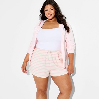Women's Graphic Pull-On Shorts - Pink Striped 2X