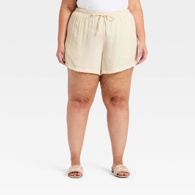 Women's Modern Gauze Tie-Front Shorts - A New Day™ Cream XXL