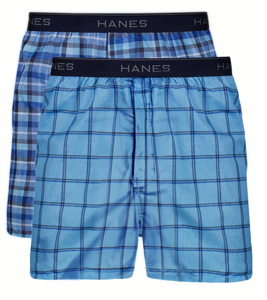 2-Pack Hanes Men's Cotton-Blend Moisture-Wicking Boxers Walmart