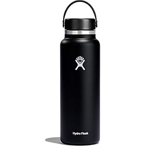 40-Oz Hydro Flask Insulated Wide Mouth Water Bottle w/ Flex Lid (Black) $22.50