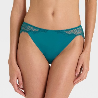Women's Invisible Edge Lace Cheeky Underwear - Auden™ Teal Blue XS