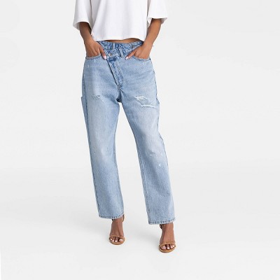 KBB by KAHLANA Women's Mid-Rise Tapered Leg 'The Dylan Jean' - Light Wash 16