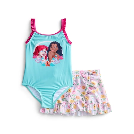 Character Girls Swimsuit with Skirt Set, Princess, Size 12M-5T