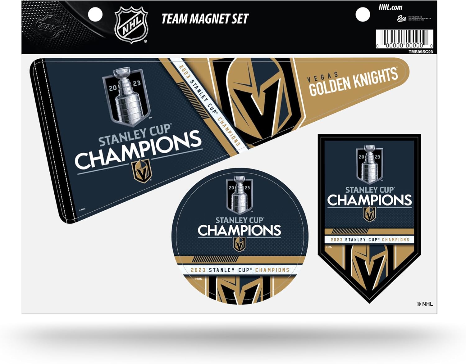 Rico Industries NHL Hockey Vegas Golden Knights 2023 Stanley Cup Champions Team Magnet Set 8.5" x 11" - Home Décor - Regrigerator, Office, Kitchen