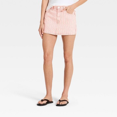 Women's Stripe Denim Skirt - Universal Thread™ Red/White 8