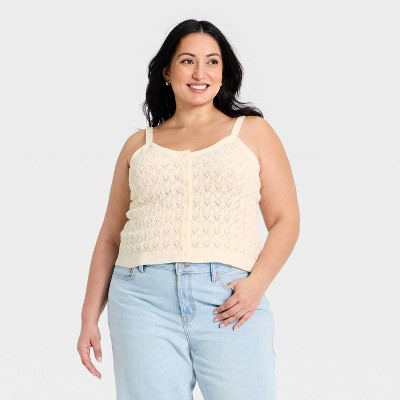 Women's Western Crafted Tank Top - Universal Thread™ Cream 3X